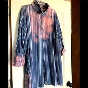 Bleached distressed button down tunic /Dress